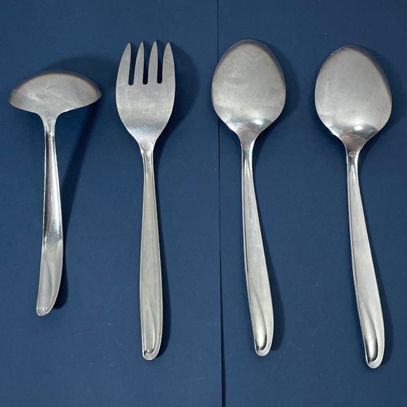 Oneida 1881 Rogers Surf Maid Cabana Pattern Serving Set Ladle Meat Fork Spoons - Picture 3 of 8